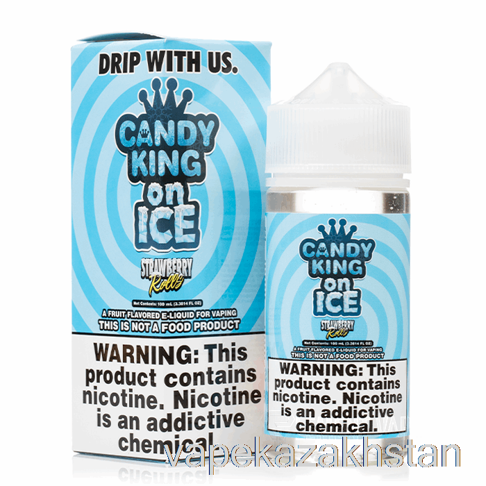 Vape Disposable ICE Strawberry Rolls - Candy King On Ice - 100mL 0mg